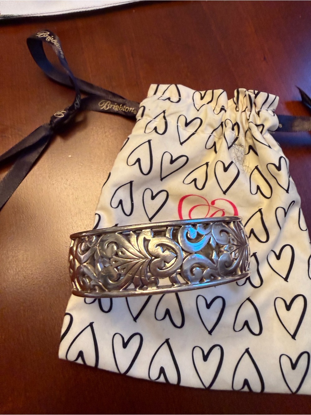 Brighton Silver Filigree Wide Cuff Bracelet